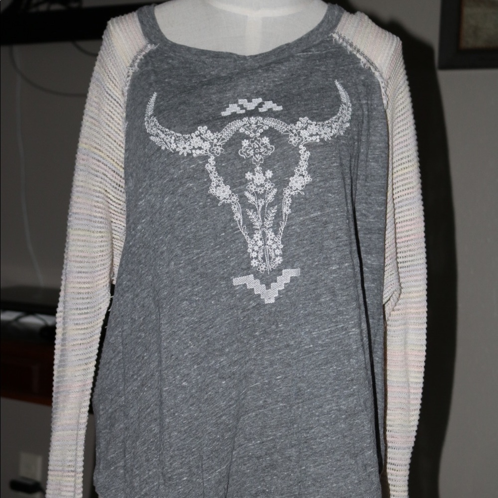 We The Free: Free People mesh arm bull head top.